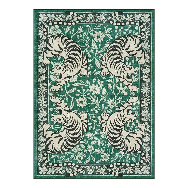 Navak Carpet Living Room Carpet Non-slip Soft Machine Washable Floor Mat Retro Black Tiger Easy To Fold Rug Bedroom Large Size Decorative Mat