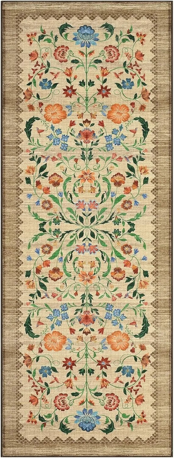 Navak Carpet Hallway Runner Rug Washable Floral Corridor Long Carpet Soft Low Pile Christmas Decor Carpets Bedroom Floor Mat Non-slip Mats