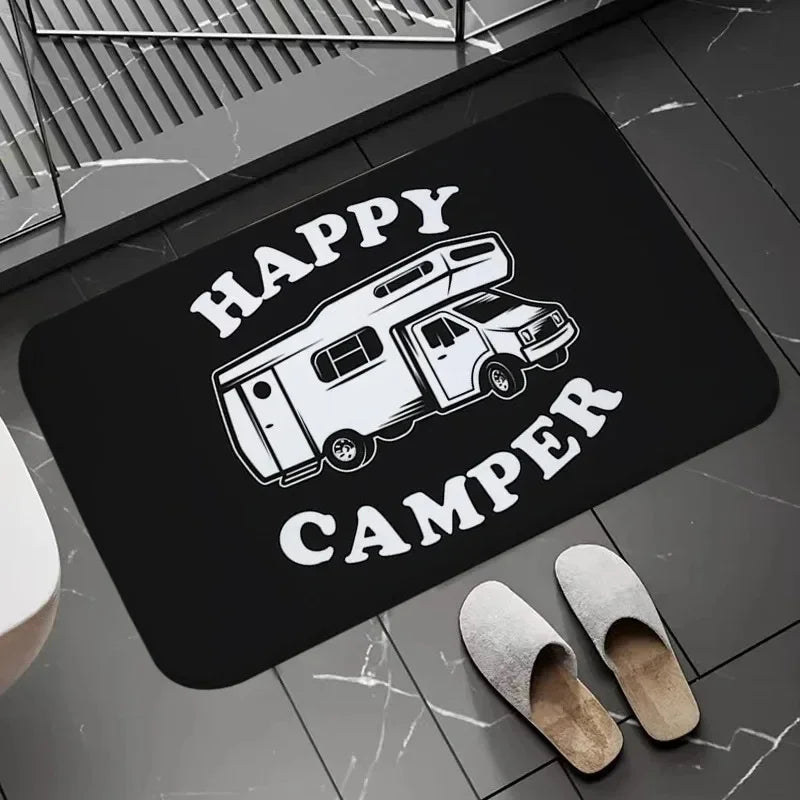 Navak Carpet Happy Campers Rug Non-slip Floor Mat Machine Washable Entrance Carpet for Hallway Bedroom Kitchen and Home Accessories Decor