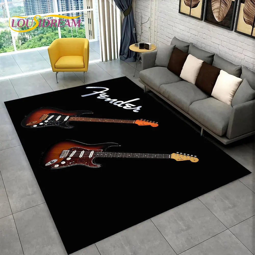 Navak Carpet Classical Guitar Electric Guitar Bass Area Rug,Carpet Rug for Living Room Bedroom Sofa Doormat Decor,Kid Game Non-slip Floor Mat