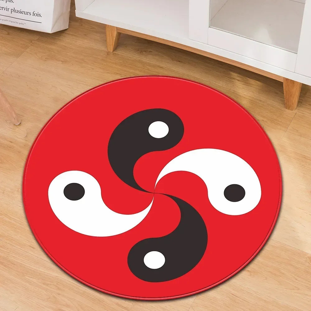 Navak Carpet Yin Yang Tai Chi Round Carpet Flower of Life Gym Carpets Circle Rug Indian Buddha Yoga Meditation Mats Non-slip Chair Mat Decor