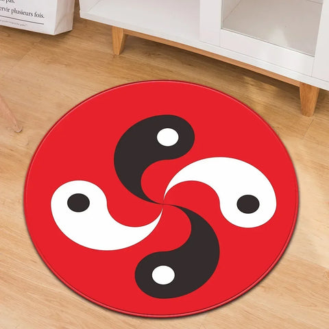 Navak Carpet Yin Yang Tai Chi Round Carpet Flower of Life Gym Carpets Circle Rug Indian Buddha Yoga Meditation Mats Non-slip Chair Mat Decor