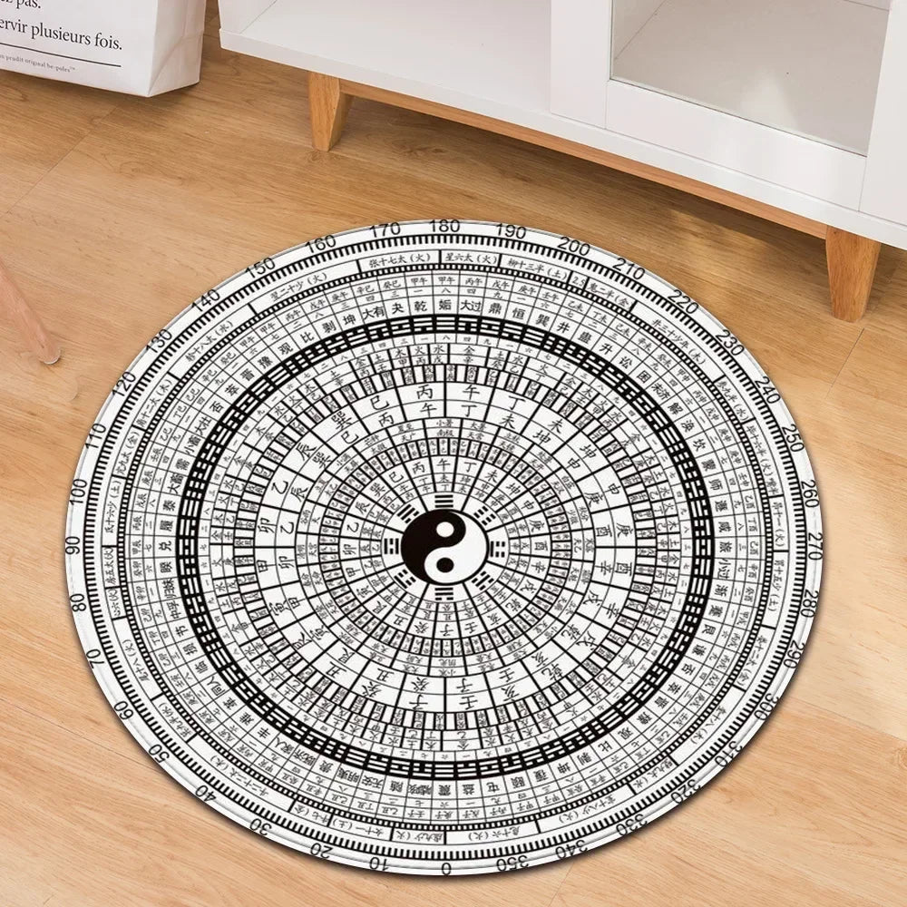 Navak Carpet Yin Yang Tai Chi Round Carpet Flower of Life Gym Carpets Circle Rug Indian Buddha Yoga Meditation Mats Non-slip Chair Mat Decor