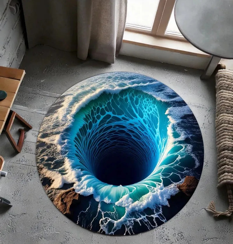 Navak Carpet 3D Vortex Print Round Rug Bedroom Carpet Living Room Nonslip Floor Mat Sofa Table Rugs for Home Girls Room Rug