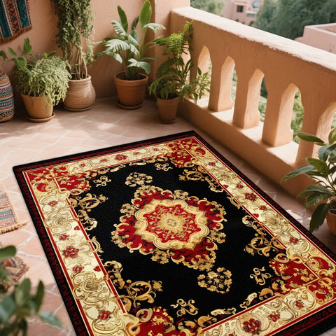 Navak Carpet Retro Red Persian Carpet for Rooms Non-slip Decoration Home Boho rugs Washable LIVE ROOM RUG Bohemian Coffee Tables Mat Bedroom