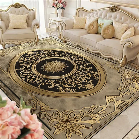 Navak Carpet Luxury European Living Room Rugs Lounge Sofa Coffee Table Anti-slip Carpet Home Room Bedroom Decor Cloakroom Floor Mats Washable