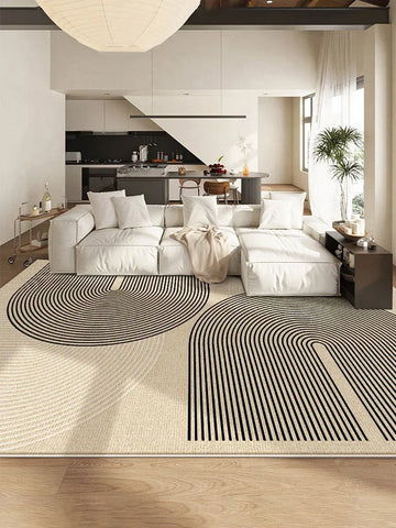 Navak Carpet Modern Beige Living Room Carpet Cream Abstract Decorative Rug Luxury Large Size Cloakroom Carpet Non-Slip Easy Care Bedroom Rugs