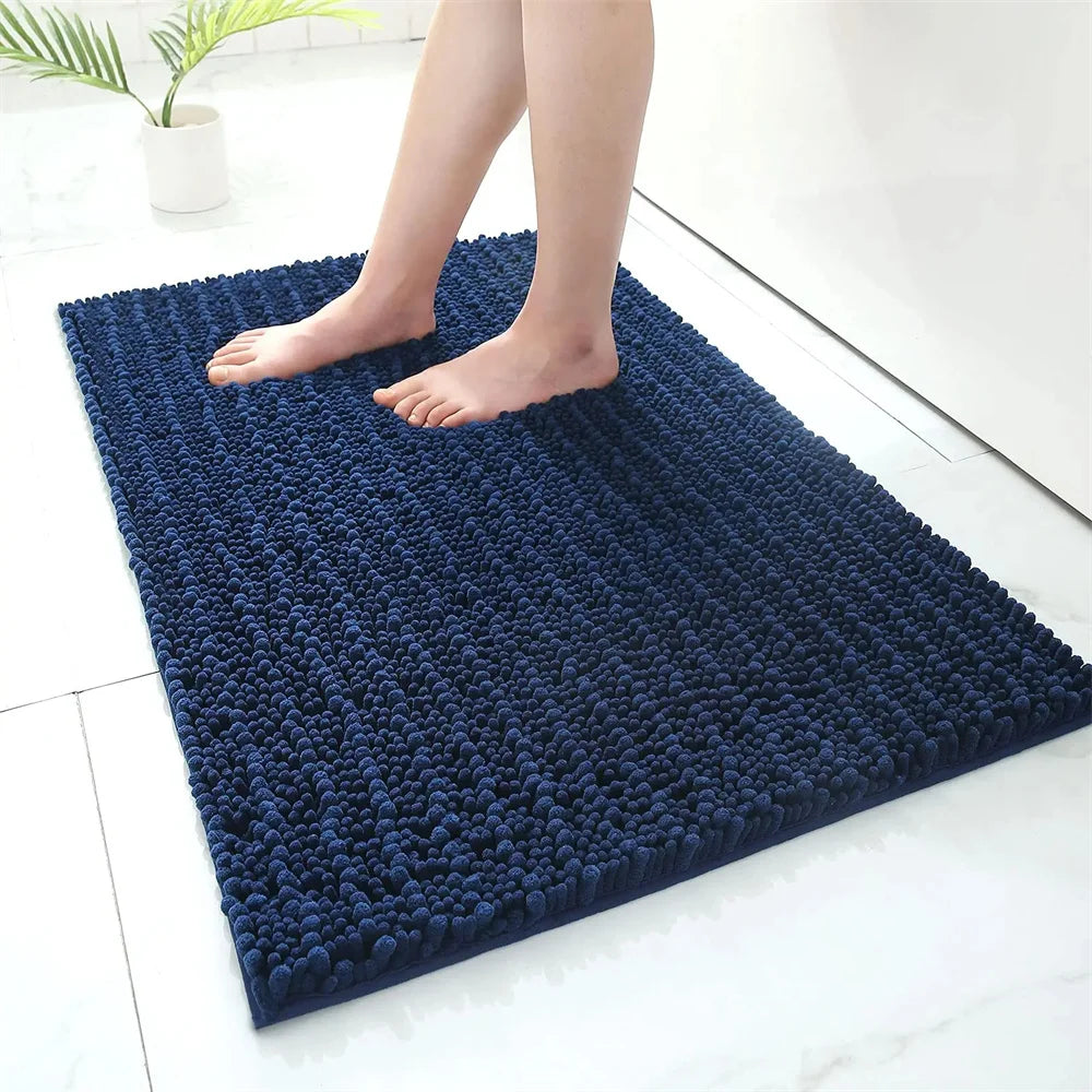 Navak Carpet Olanly Chenille Bathroom Rug Extra Soft Shaggy Bath Mat Non-Slip Bathroom Floor Mat Water Absorbent Plush Microfiber Rugs Shower