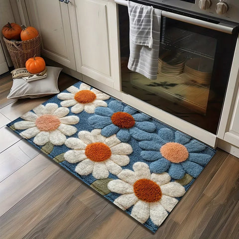 Navak Carpet Exclusive Picks Daisy Pattern Carpet Doormat Non-slip Laundry Room Rug For Bedroom Floor Mat Home Decor Bedside Rugs Outdoor Carpet