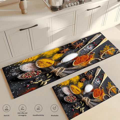 Navak Carpet Spices Kitchen Mat Home Entrance Doormat Living Room Bedroom Balcony Floor Decor Carpet Bathroom Hallway Door Anti-Slip Foot Rug