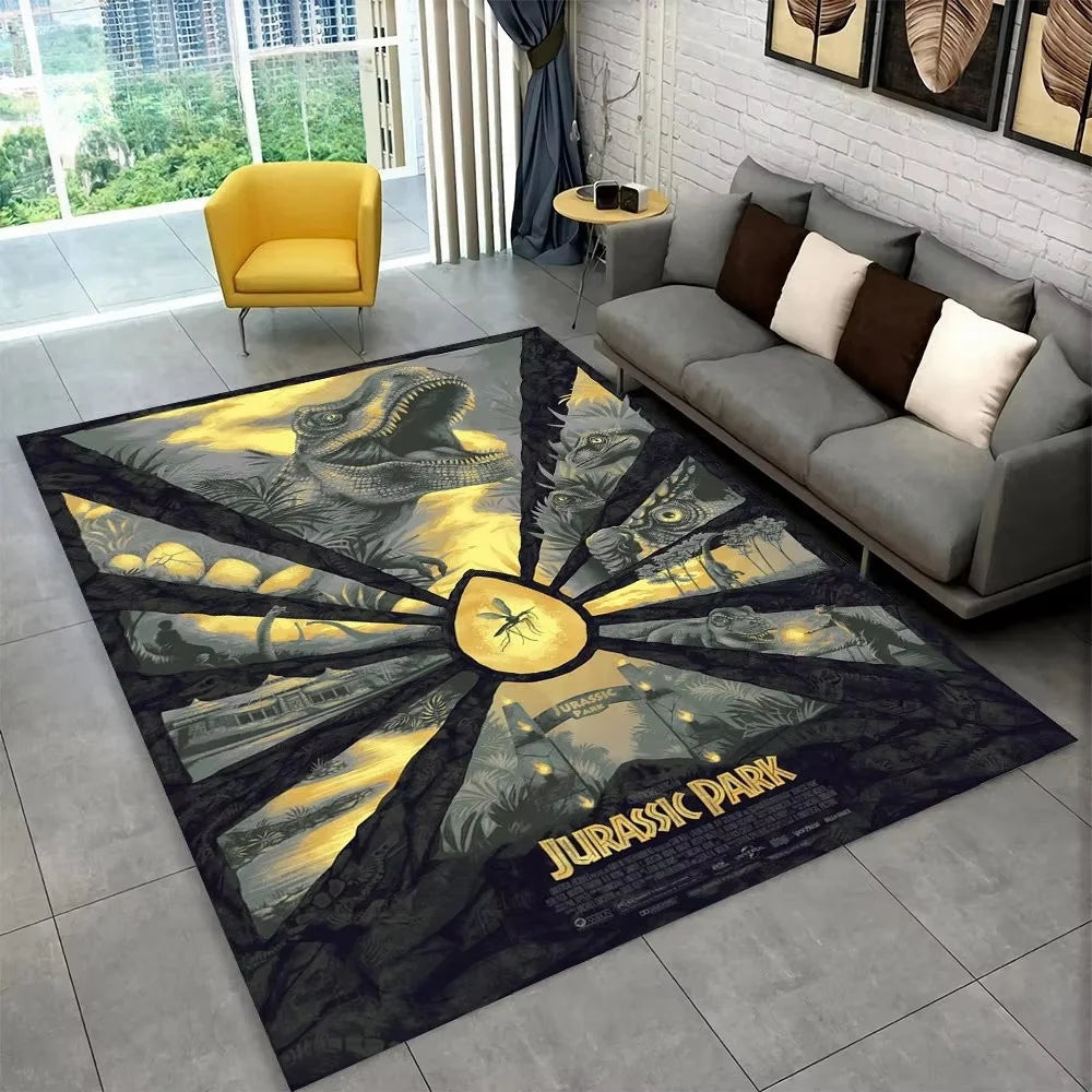 Navak Carpet 3D J-Jurassic Park Dinosaur Carpet Large Area Rug Bedroom Kids’ Playroom Floor Mat Non-Slip Living Room Decor Fun Sofa Accent