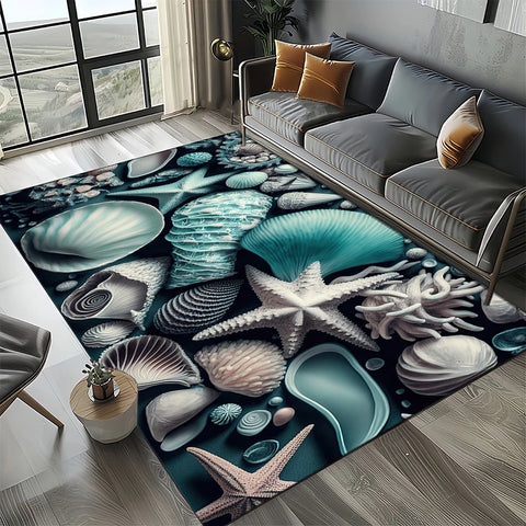 Navak Carpet 2025 New Starfish Beach Shell Sea Star Sand Carpet Rug for Living Room Bedroom Home Sofa Decoration,Kids play Non-slip Floor Mat