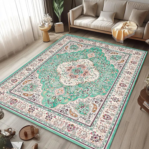 Navak Carpet Beige & Ivory Washable Flannel Area Rug Stain-Resistant & Non Slip, Home Decor Carpet, for High Traffic Areas in Living