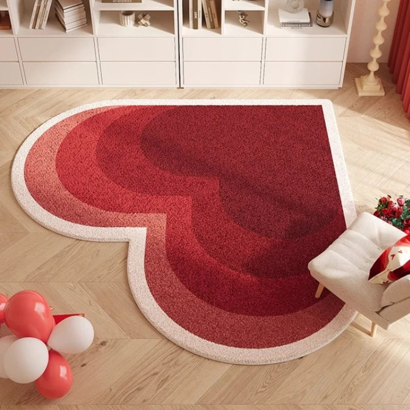 Navak Carpet Heart Shape Rugs for Bedroom Fluffy Soft Bedside Floor Mat Thick Plush Living Room Decoration Red Carpet Washable Cloakroom Rug