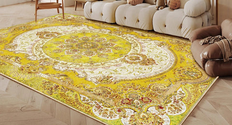 Navak Carpet Ethnic Style Bedroom Decor Retro Carpet Light Luxury Carpets for Living Room Washable Lounge Soft Floor Mat Anti-slip Study Rug
