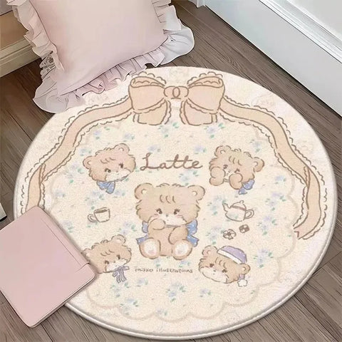 Navak Carpet Daily Picks DISNEY Kawaii Mikko Mousse Circular mat Souffle Cammy Latte cute Bedside Living Room bedroom Carpet Floor Decor Girls Rug