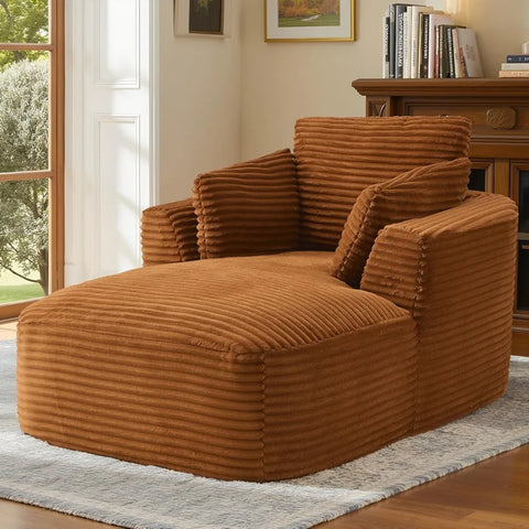 Navak Carpet "65" Corduroy Boneless Sofa - Luxurious Oversized Chaise Lounge with Deep Seat, Reading/Sleeper Chair for Living Room"