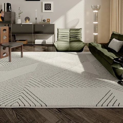 Navak Carpet French Simple Living Room Carpet Modern Light Luxury Plush Anti-slip Coffee Table Rug Home Decor Lines Bedroom Soft Floor Mat 러그