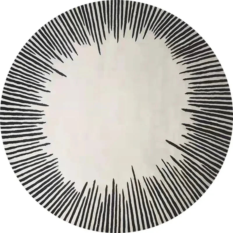 Navak Carpet Modern Simple Style Living Room Round Carpet Home Chair Mat Decoration Striped Large Area Rugs Bedroom Bed End Soft Floor Mats