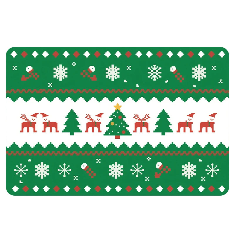 Navak Carpet Exclusive Picks Luxury Red Green Flannel Christmas Gift Rug Non-Slip Safe  Soft Holiday Floor Mat Decor,Soft Comfortable for Standing,