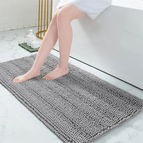 Navak Carpet Olanly Chenille Bathroom Rug Extra Soft Shaggy Bath Mat Non-Slip Bathroom Floor Mat Water Absorbent Plush Microfiber Rugs Shower
