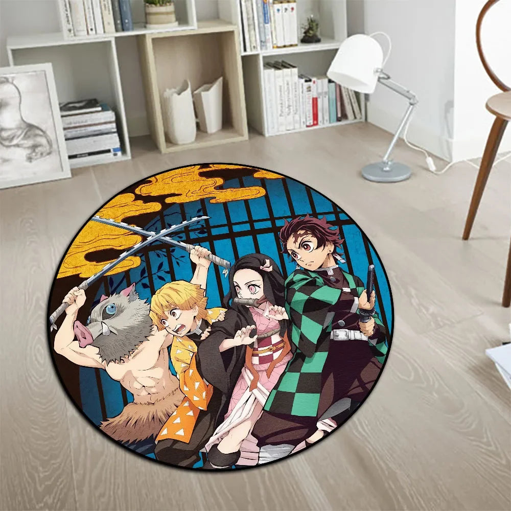 Navak Carpet Area Rug Anime Demon Slayer Nezuko Kokushibou Tanjirou Kanroji Kochou Gokudera Makoto Creative Printed Carpet for Home Decor