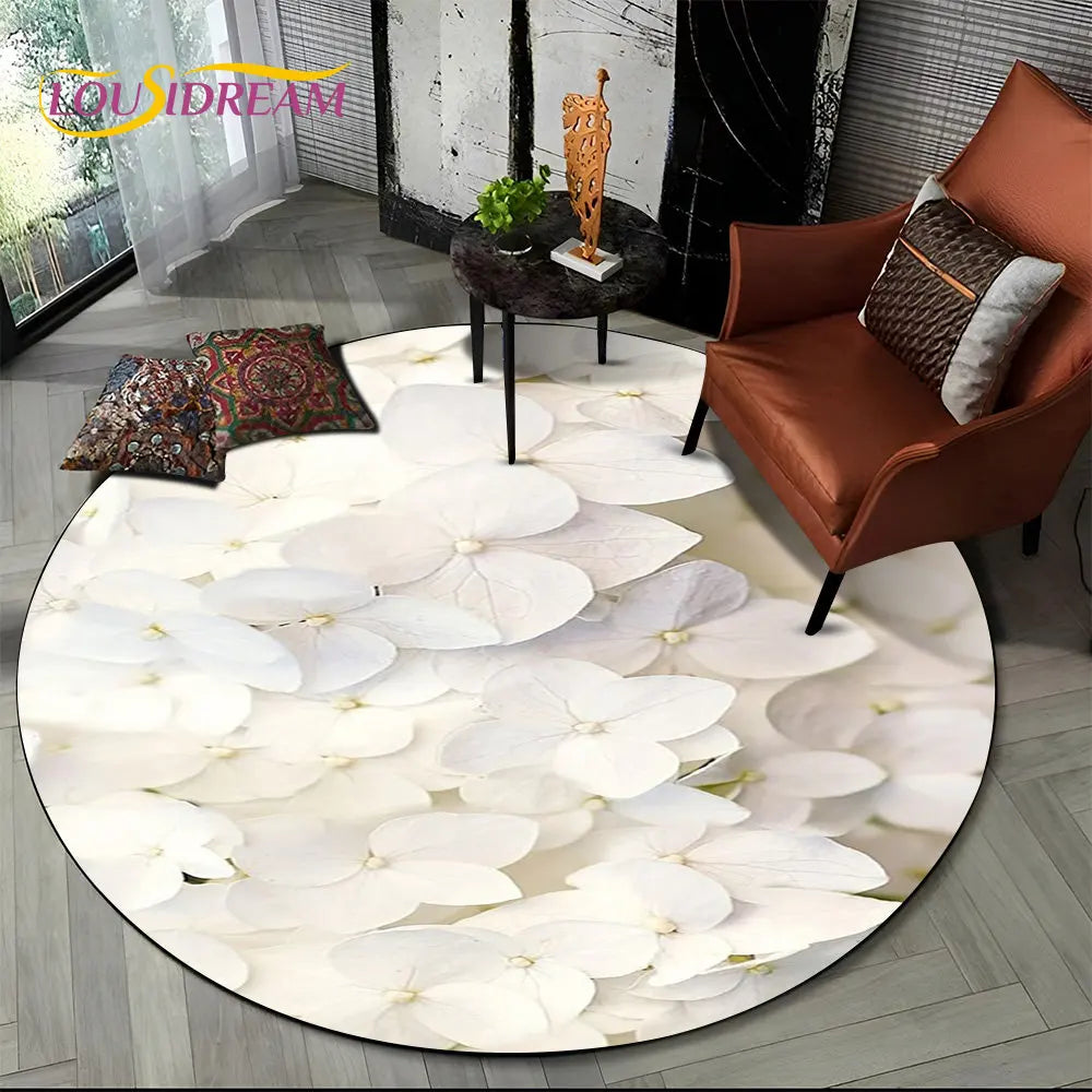 Navak Carpet 3D Daisy Nordic Flower Sunflower Round Area Rug,Carpet for Living Room Children's Bedroom Sofa Playroom Decor,Non-slip Floor Mat