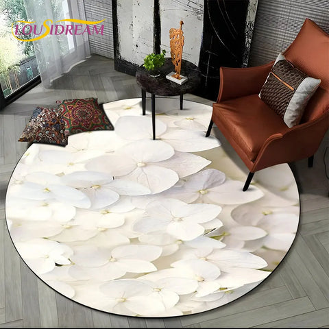 Navak Carpet 3D Daisy Nordic Flower Sunflower Round Area Rug,Carpet for Living Room Children's Bedroom Sofa Playroom Decor,Non-slip Floor Mat