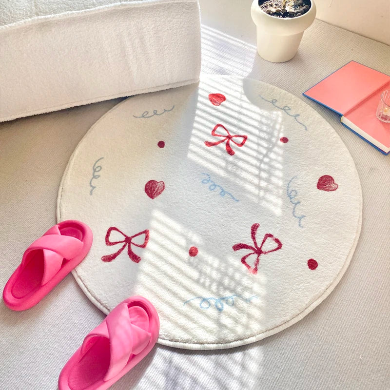 Navak Carpet Exclusive Picks Cute Wind Carpet Children's Room Round Floor Cushion Checkroom Dressing Foot Cushion Bedroom Bedside Round Rug Home Decor