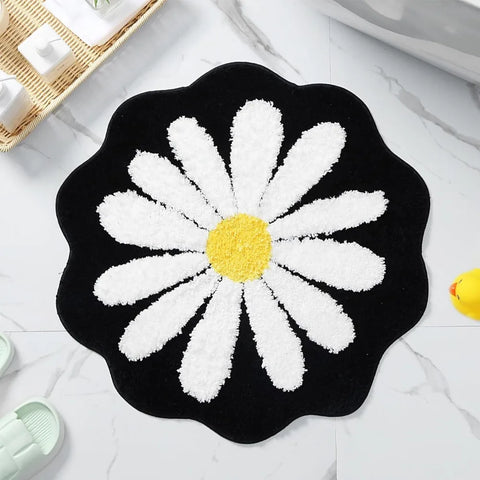 Navak Carpet Non Slip Flower Rug Flocking Tufted Daisy Bath Door Mat Imitation Cashmere Washable Baby Crawling Carpet Bedroom Living Room