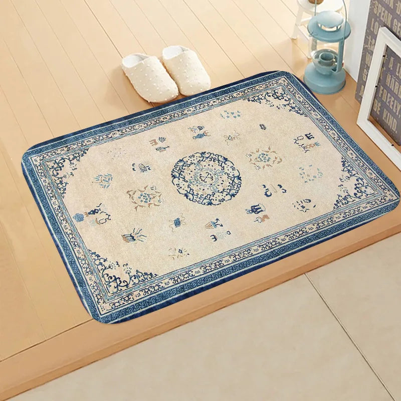 Navak Carpet Boho Persian Rug Pattern Kitchen Bath Entrance Door Mat Flannel Carpet Doormat Bedroom Mats Anti-Slip Absorbent Home Decor