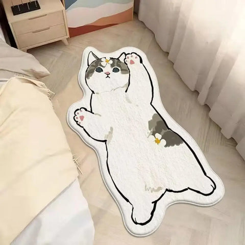 Navak Carpet Cat Imitation Cashmere Rug Bed Blanket Living Room Bedroom Floor Mat Machine Washable Cute Cartoon Bay Window Mat Household Rug