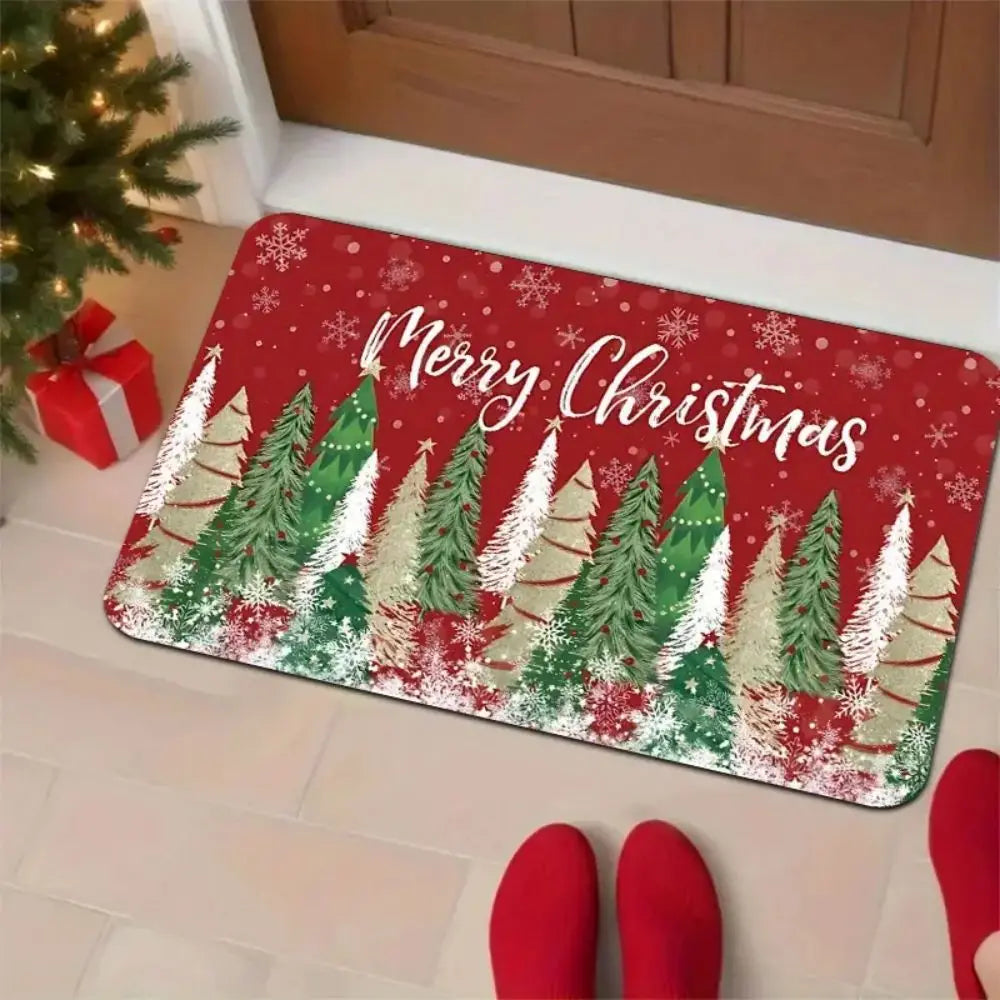 Navak Carpet Exclusive Picks Christmas Decorative Rug, Durable and Non-Slip Christmas Tree Bathroom Door Mat, Entrance Door Mat, Home Decor