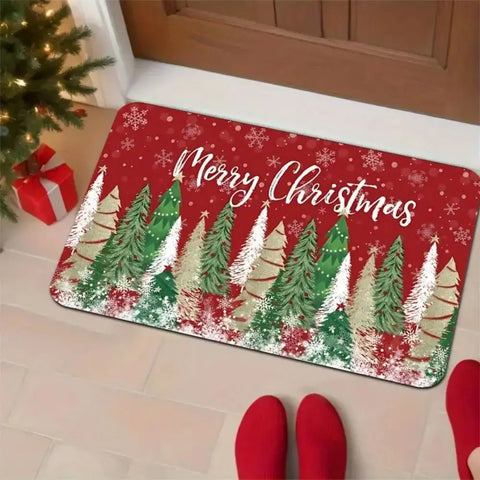 Navak Carpet Exclusive Picks Christmas Decorative Rug, Durable and Non-Slip Christmas Tree Bathroom Door Mat, Entrance Door Mat, Home Decor