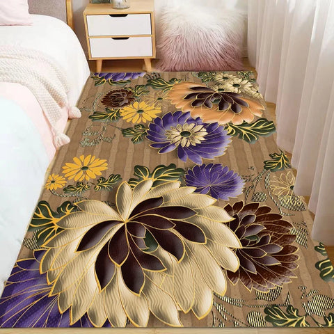 Navak Carpet Ins Style Beautiful Flowers Carpet Living Room Sofa Bedroom Study Kitchen Entrance Door Mat Non-slip Light Luxury Home Decor Rug