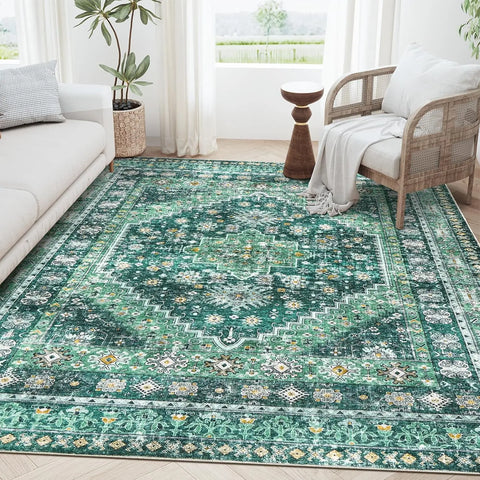 Navak Carpet zesthomeArea Rugs - Ultra-Thin Washble Rug, Stain Resistant Anti Slip Backing Rugs for Living Room,Bedroom, Vintage Home De