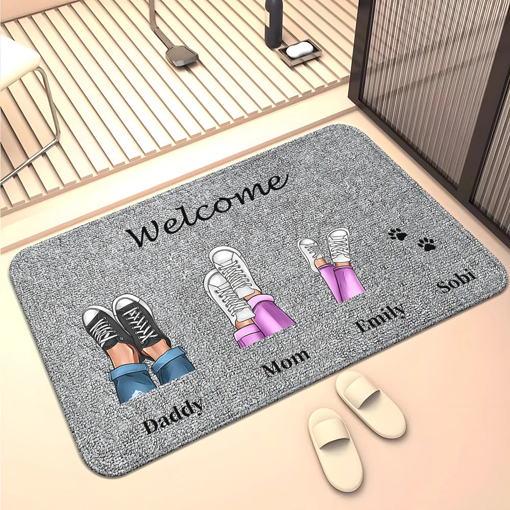 Navak Carpet Family Members Home Living Room  Sofa Door Mat Decoration Anti Slip Floor Mat Cute Rug  Door Mat Carpet  Area Rug  Kawaii Rug