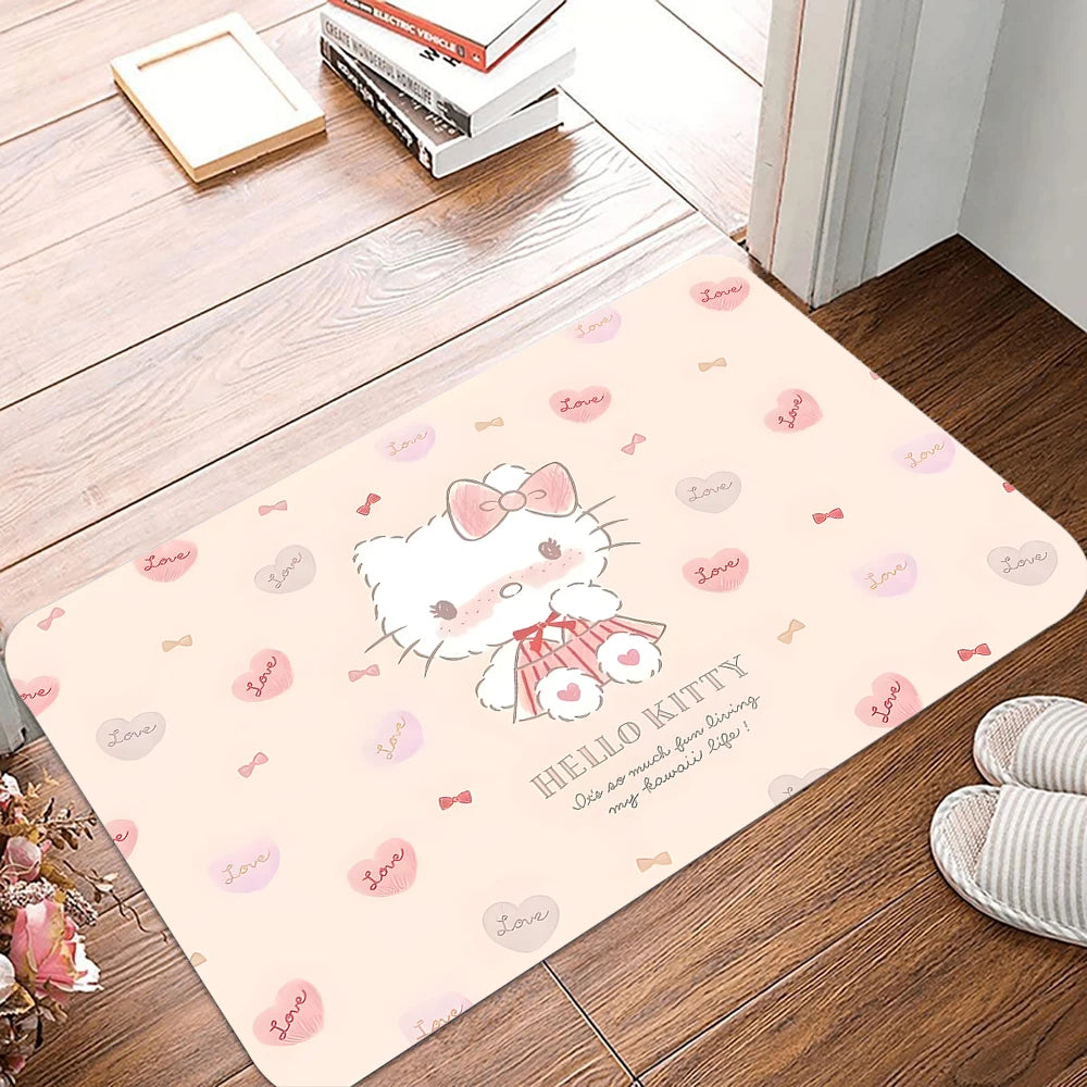 Navak Carpet Daily Picks Disney Hello Kitty Floor Mat Polyester Home Carpet Non Slip Entryway Rug Living Room Bathroom Bedroom Kitchen Doormat