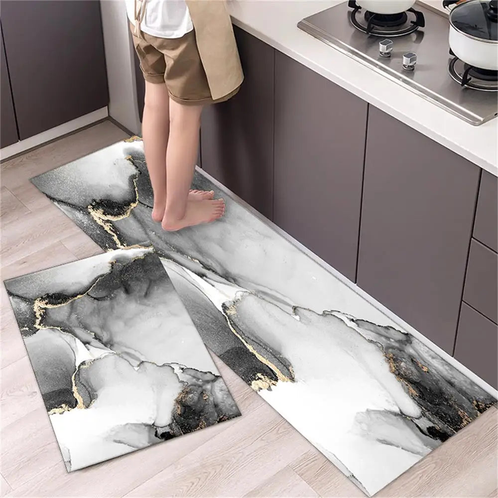 Navak Carpet Marble Pattern Kitchen Floor Mats Non-Slip Doormat for Home Decorative Entrance Rug Modern Simple Style Washable Alfombra Rugs