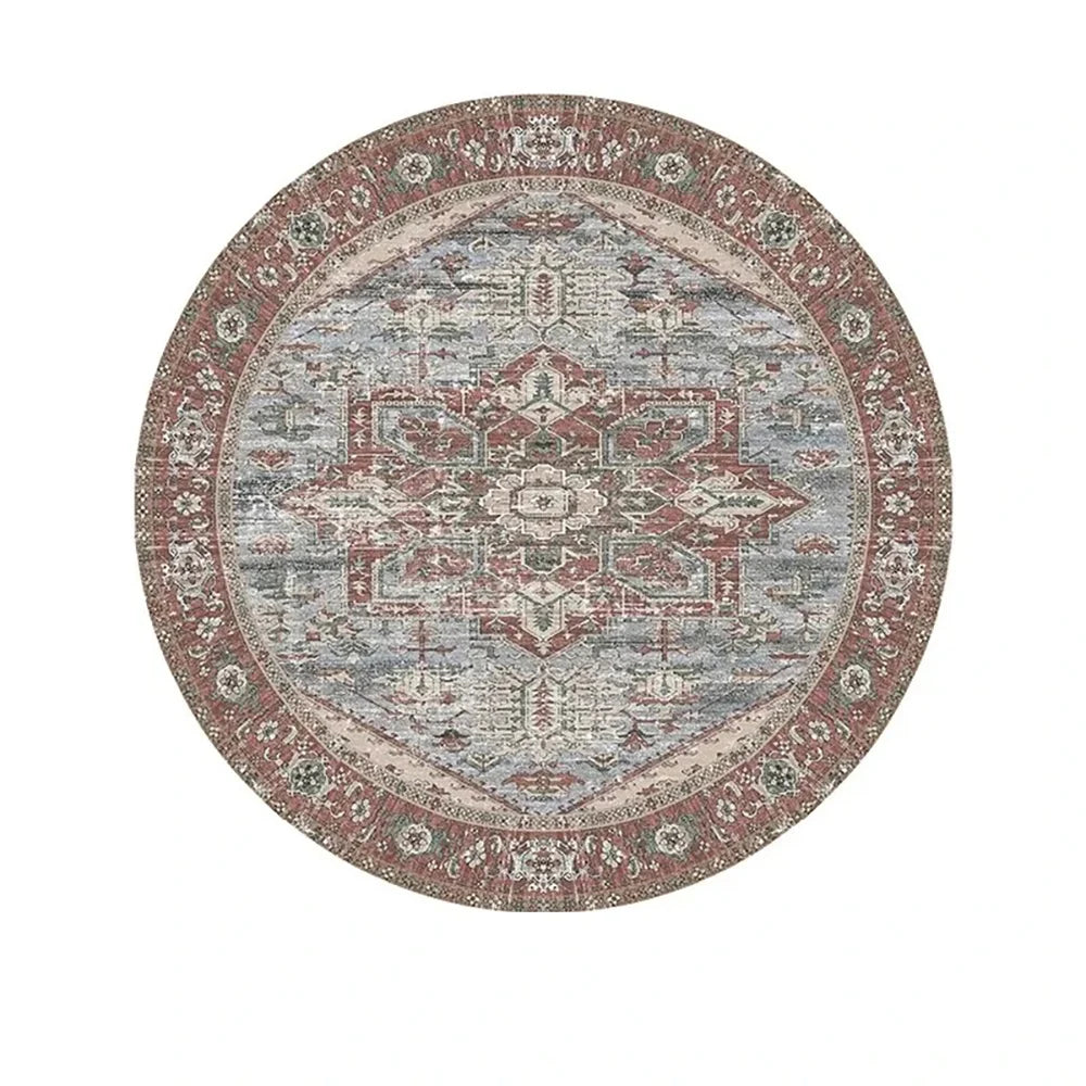 Navak Carpet Exclusive Picks Bohemian Retro Round Loop-Pile Carpet - Vintage Circular Area Rug for Coffee Table, Sofa & Bedroom Non-Slip Home Deco