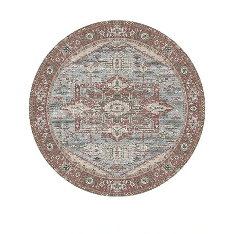Navak Carpet Exclusive Picks Bohemian Retro Round Loop-Pile Carpet - Vintage Circular Area Rug for Coffee Table, Sofa & Bedroom Non-Slip Home Deco