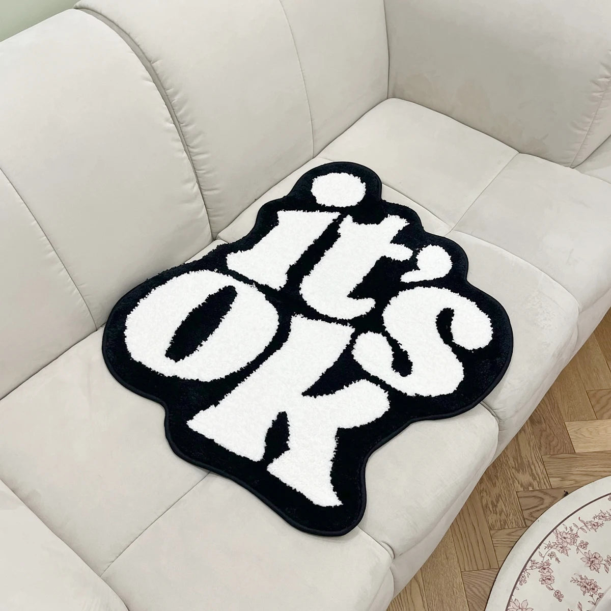 Navak Carpet It's OK Rug Handmade Fluffy Plush Tufted Living Room for Bedroom Dorm Suitable for Room Decor Housewarming Gift