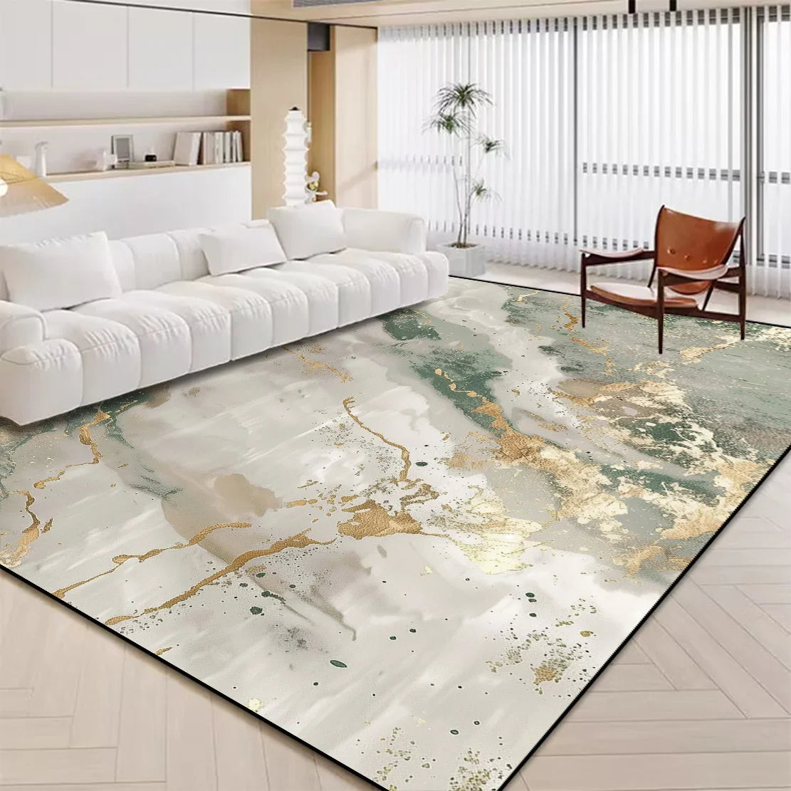 Navak Carpet Luxury White Marble Carpet for Living Room Nordic Gold Decoration Home Tapis Non-slip Washable Rugs for Bedroom Ins Floor Mat 러그