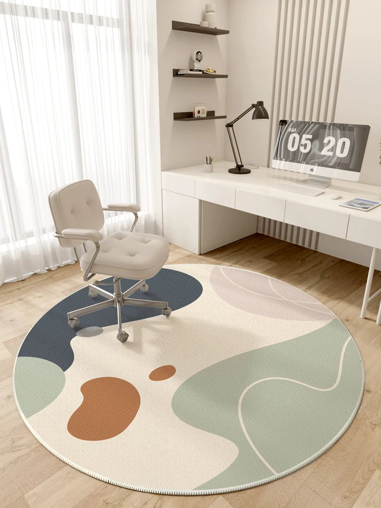 Navak Carpet Modern Style Rugs for Bedroom Minimalist Living Room Decoration Round Anti-slip Carpet Soft Bedside Floor Mat Washable Study Rug