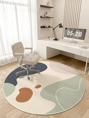 Navak Carpet Modern Style Rugs for Bedroom Minimalist Living Room Decoration Round Anti-slip Carpet Soft Bedside Floor Mat Washable Study Rug