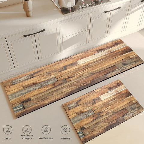 Navak Carpet Wood Grain Kitchen Rug Bedroom Entrance Doormat Anti-Slip Living Room Floor Decor Washable Carpet Home Hallway Quality Foot Mat