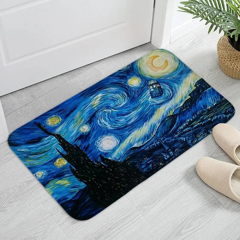 Navak Carpet MINOSO Van Gogh Art Door Mat Oil Painting Style Carpet Floor Mat Welcome Mat Door Mat Entrance Kitchen Rug Outdoor Rug Anime Rug