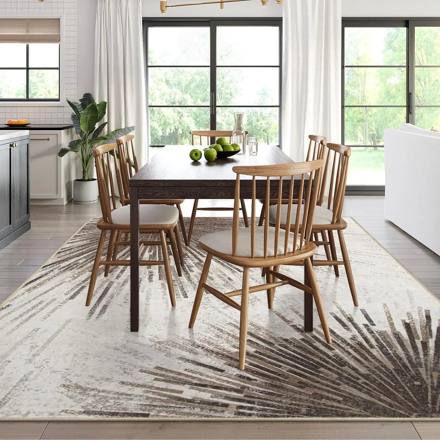 Navak Carpet Washable Faux Cashmere Area Rug – Abstract Non-Slip Carpet for Living Room & Bedroom, Stain Resistant Large Floor Mat