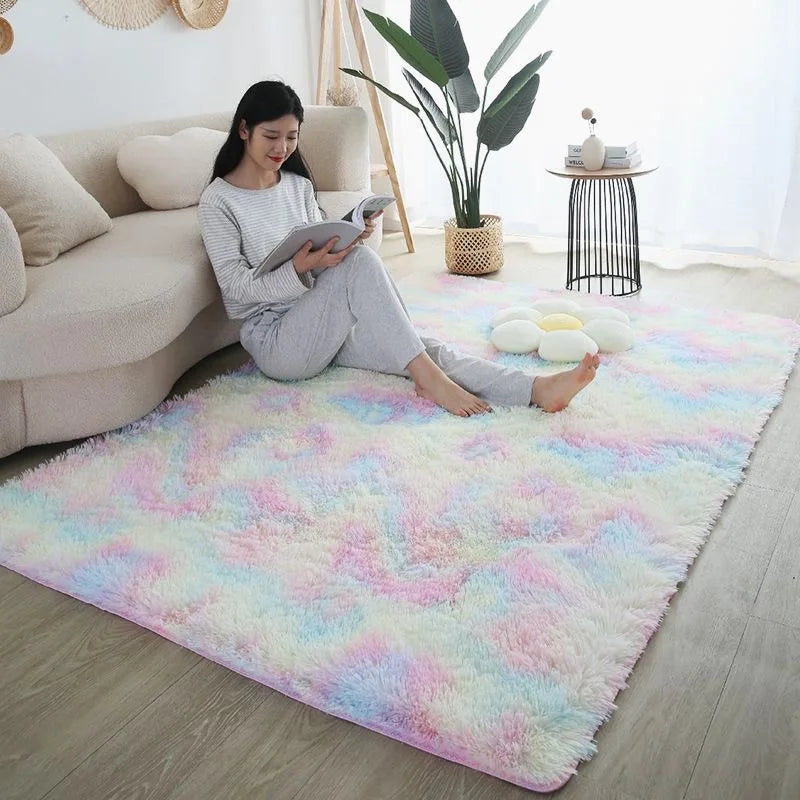 Navak Carpet Furry Carpet Living Room Mat Modern Bedroom Nordic Style Decoration Carpet Large Size Black Gray White Non Slip Children's Rugs
