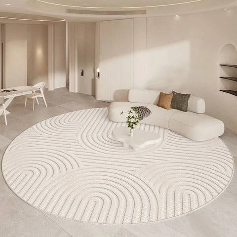 Navak Carpet Luxurious Living Room Carpet Round Beige Minimalism Rug High Quality Bedroom Study Rugs Soft Comfortable Bedside Carpets Tapete